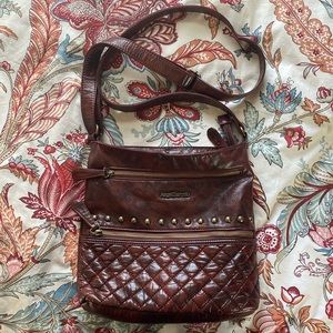 Brown faux leather crossbody purse